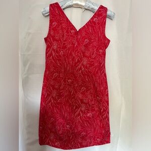 Amanda Smith  red floral midi dress. Size10. V-neckline (front & back).
